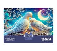Preghiera e pace 1000 Pezzi Colombe bianche al chiaro di luna Jigsaw Puzzle Cartone Riciclato Per Adulti, Difficile Educativo, Idea Regalo Premium Natale Attività Famigliare 38x26cm/1000pcs
