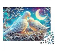 Preghiera e Pace Puzzle 1000 Pezzi Regalo Adulti Colombe Nido Luna Neve Stelle Premium Spesse Resistenti Vivaci Stimolanti Difficile Antistress 38x26cm/1000pz