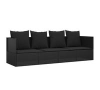 Preghiera Lounge con Cuscini Poly Rattan Nero per Esterno | Design regolabile, telaio in acciaio verniciato a polvere, polyrattan facile da pulire, cuscini aggiuntivi, montaggio facile