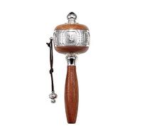 preghiera manuale, Ruota di preghiera tibetana, Ruota di preghiera tibetana Ruota di preghiera buddista Ruota di preghiera tenuta in mano in rame con verità buddista tibetana a sei caratteri Ruota di