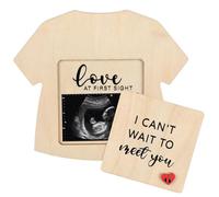 Pregnancy Announcement - Wooden Ultrasound Photo Frame | Keepsake Sign with Decorative Design for Gender Reveal Family Gathering Nursery Living Room Home Holiday Birthday Celebration and Memory