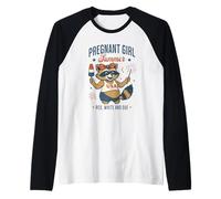Pregnant Girl Summer Feral Raccoon Lover Funny 4th July Maglia con Maniche Raglan