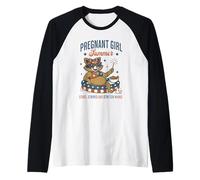 Pregnant Girl Summer Feral Raccoon Lover Funny 4th July Maglia con Maniche Raglan