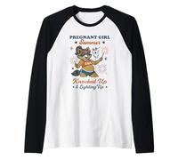Pregnant Girl Summer Feral Raccoon Lover Funny 4th July Maglia con Maniche Raglan
