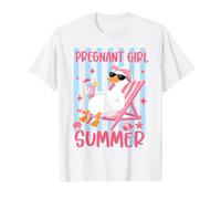 Pregnant Girl Summer Pregnancy Reveal Mom Beach Duck Maglietta