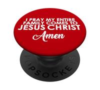 Prego che la mia famiglia venga a Gesù Cristo Amen PopSockets PopGrip Adesivo