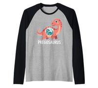 Pregosaurus, Pregnant Dinosaur, Baby Pregnancy Announcement Maglia con Maniche Raglan