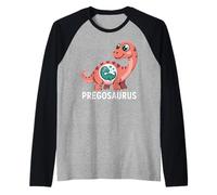 Pregosaurus, Pregnant Dinosaur, Baby Pregnancy Announcement Maglia con Maniche Raglan