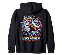 Prehistoric Raptor Retro Pop Art Cosmic Dinosaur Energy Felpa con Cappuccio