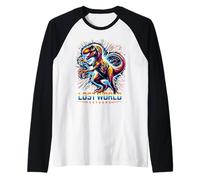 Prehistoric Raptor Retro Pop Art Cosmic Dinosaur Energy Maglia con Maniche Raglan