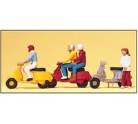 PREISER 10128 Scala HO Motociclisti in vespa (il set include 3 moto e 4 figure)