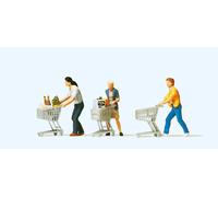Preiser 10488 Clienti Con Carrelli Acquisto, H0