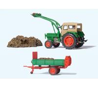 Preiser 17944 Trattore Deutz D6206 Con Caricatore Rimorchio + Accessori Ho 1:87