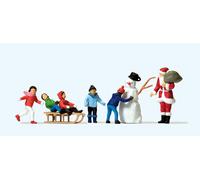 Preiser H0 10626 Kit Figurini Babbo Natale, Bambini, Pupazzo Neve 1:87