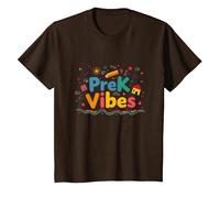 PreK Vibes Fun colorato Scuola Materna Bambini Pronti Maglietta, Bambini, Marrone, 3 Anni