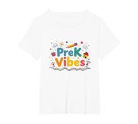 PreK Vibes Fun colorato Scuola Materna Bambini Pronti Maglietta, Donna Plus-Size, Bianco, 5X