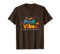 PreK Vibes Fun colorato Scuola Materna Bambini Pronti Maglietta, Uomo, Marrone, L