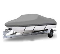 PRELGOSP Telo Copri Barca, 420D Tessuto Oxford Copertura della Barca all Season, Rimorchiabile Impermeabile Telo Copribarca per Scafo A V, Tri-Scafo, Barca da Sci da Pesca,Grigio,636x332cm
