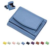Preliminaryt 2024 nuovo portafoglio in vera pelle con blocco RFID porta carte organizer tascabile mini portafoglio, mini portafoglio pieghevole unisex anti-frode, Blu, Taglia unica