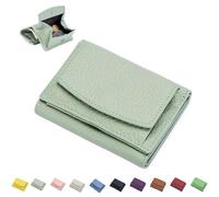 Preliminaryt 2024 nuovo portafoglio in vera pelle con blocco RFID porta carte organizer tascabile mini portafoglio, mini portafoglio pieghevole unisex anti-frode, Verde chiaro, Taglia unica