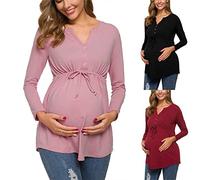 Premaman Top L'Allattamento al Seno Donna Felpa Premaman Allattamento Maglia Trasparente con Maniche Lunghe per Gravidanza T-Shirt maternità in Cotone Magliette di maternità Donna Bluse Camicetta Tops