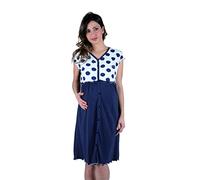 Premamy - Camicia Clinica per Premaman, Modello Aperto Davanti, Cotone bielastico, Pre-Post Parto - Blu - III (S)