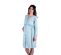 Premamy - Camicia Clinica per Premaman, Modello Aperto Davanti, Cotone bielastico, Pre-Post Parto - Grigio - III (S)