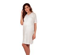 Premamy - Camicia Clinica per Premaman, Modello Aperto Davanti, Cotone Jersey, Pre-Post Parto - Bianco - III (S)