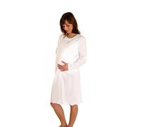 Premamy - Camicia Clinica per Premaman, Modello Aperto Davanti, Cotone Jersey, Pre-Post Parto - Bianco - III (S)