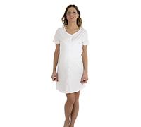 Premamy - Camicia Clinica per Premaman, Modello Aperto Davanti, Cotone Jersey, Pre-Post Parto - Bianco - VI (XL)