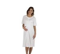 Premamy - Camicia Clinica per Premaman, Modello Aperto Davanti, Cotone Jersey, Pre-Post Parto - Bianco - VIII (XXXL)