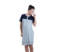 Premamy - Camicia Clinica per Premaman, Modello Aperto Davanti, Cotone Jersey, Pre-Post Parto - Grigio - V (L)