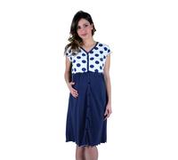 Premamy Camicia clinica premaman Modello aperto davanti Cotone bielastico Pre-Post parto Blu V (L)