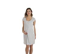 Premamy - Camicia da Notte per Premaman, Modello con Fiocco, Cotone bielastico, Pre-Post Parto - Grigio - VII (XXL)