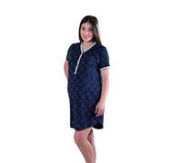 Premamy - Camicia da Notte per Premaman, Modello Estivo in Cotone, Aperto Davanti per Allattamento, Pre-Post Parto