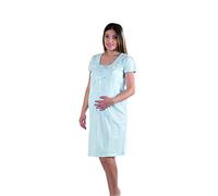 Premamy - Camicia da Notte per Premaman, Modello Estivo in Cotone Jersey, Aperto Davanti per Allattamento, Pre-Post Parto
