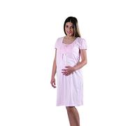 Premamy - Camicia da Notte per Premaman, Modello Estivo in Cotone Jersey, Aperto Davanti per Allattamento, Pre-Post Parto