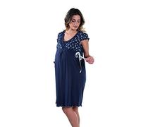Premamy - Camicia da Notte per Premaman, Modello Estivo in Cotone Jersey Traspirante, Aperto Davanti per Allattamento, Pre-Post Parto