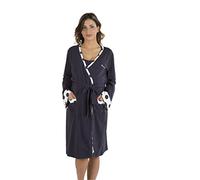 Premamy - Vestaglia da Notte per Premaman, Modello Aperto Davanti, Cotone bielastico, Pre-Post Parto - Blu - VII (XXL)