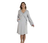 Premamy - Vestaglia da Notte per Premaman, Modello Avvolgente, Pre-Post Parto - Grigio - VII (XXL)