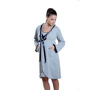 Premamy - Vestaglia da Notte per Premaman, Modello con Fiocco, Cotone Jersey, Pre-Post Parto - Grigio - IV (M)