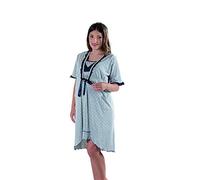 Premamy - Vestaglia da Notte per Premaman, Modello Estivo in Cotone Jersey, Aperto Davanti per Allattamento, Pre-Post Parto