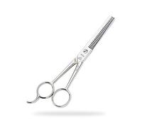 Premax - Forbici Sfoltire con Codolo - Omnia Line - Incassatura Aperta, Lama Retta - Dim. 18 cm - Acciaio Nichelato - Acciaio al Carbonio - Taglio Netto e Preciso - Made in Italy