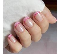 Premere Le Chiodi Colla Rosa Su 24 Pcs Lucido UV Fatto Acrilico Finito Falso Per Le Donne Artificiali Acrilico Finito Falsi Punte Unghie