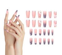 Premere le unghie con, unghie finte con - 24 pezzi 3d unghie artificiali premendo | Bellezza della mano delle donne, punta delle dita finte, colla rimovibile su accessori falsi per