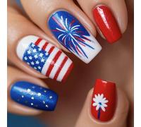 Premere Le Unghie Del 4 Luglio False Nails Indipendence Day Gues On Nails False Patriotic False Copri FINUCI