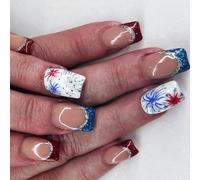 Premere Le Unghie False Indipendence Day Artificial Gues On Square 4 Luglio Manicure Decors Artificiale Nail