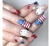 Premere Le Unghie False Indipendence Day Artificial Gues Square False 4 Luglio Manicure Decors Independence Day Tip On Nail