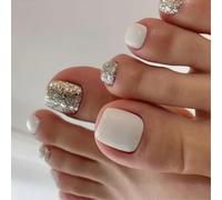 Premere Le Unghie In Punta Francese Unghie Con Un Chiodo Punta Finta Con Design Acrilico Artificiale Falsa Dei Piedi Francese Finta Design