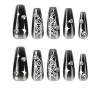 Premere Le Unghie Rimovibili Unghie Artificiali Pizzo Francese Unghie Artificiali Cave Farfalle Punte Unghie Con Copertura Completa Chiodo Finto Artificiale